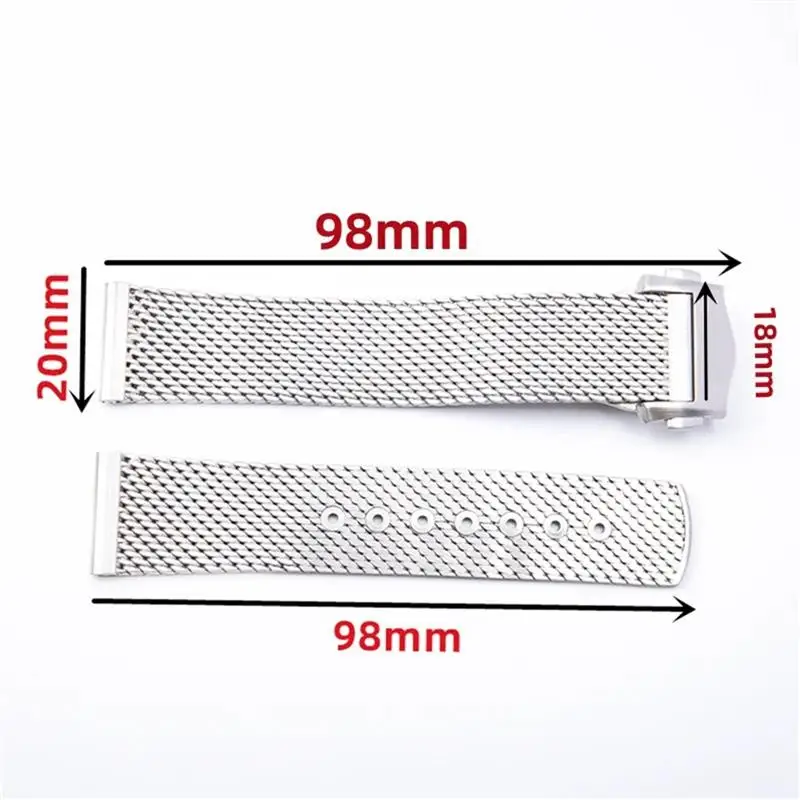SCHIK 20mm 316L Steel Chain Watchband Fit For Omega Strap 007 Seamaster Diver 300 Bracelet Replace Milanese Stainless Belt