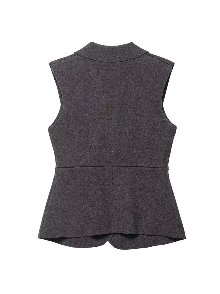 Fashion Women Slim Knitted Sweater Vest Casual Suit Neck Single Breasted Sleeveless Tank Top Female Solid Simple Waistcoat