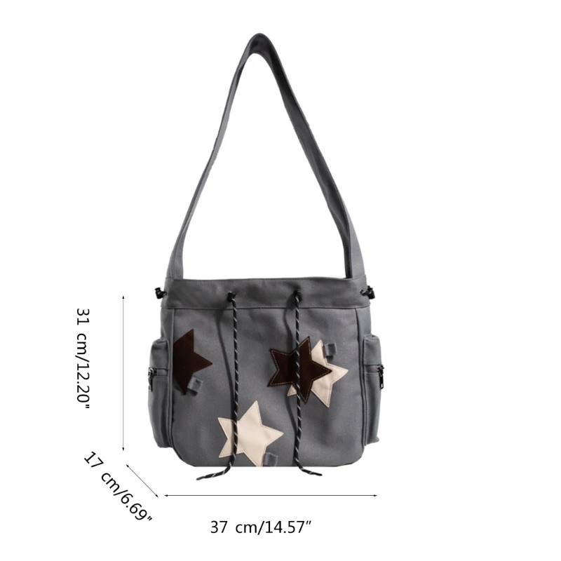 Canvas Star Bag for Teen Book Bag Vintage School Bag Versatile Bag E74B