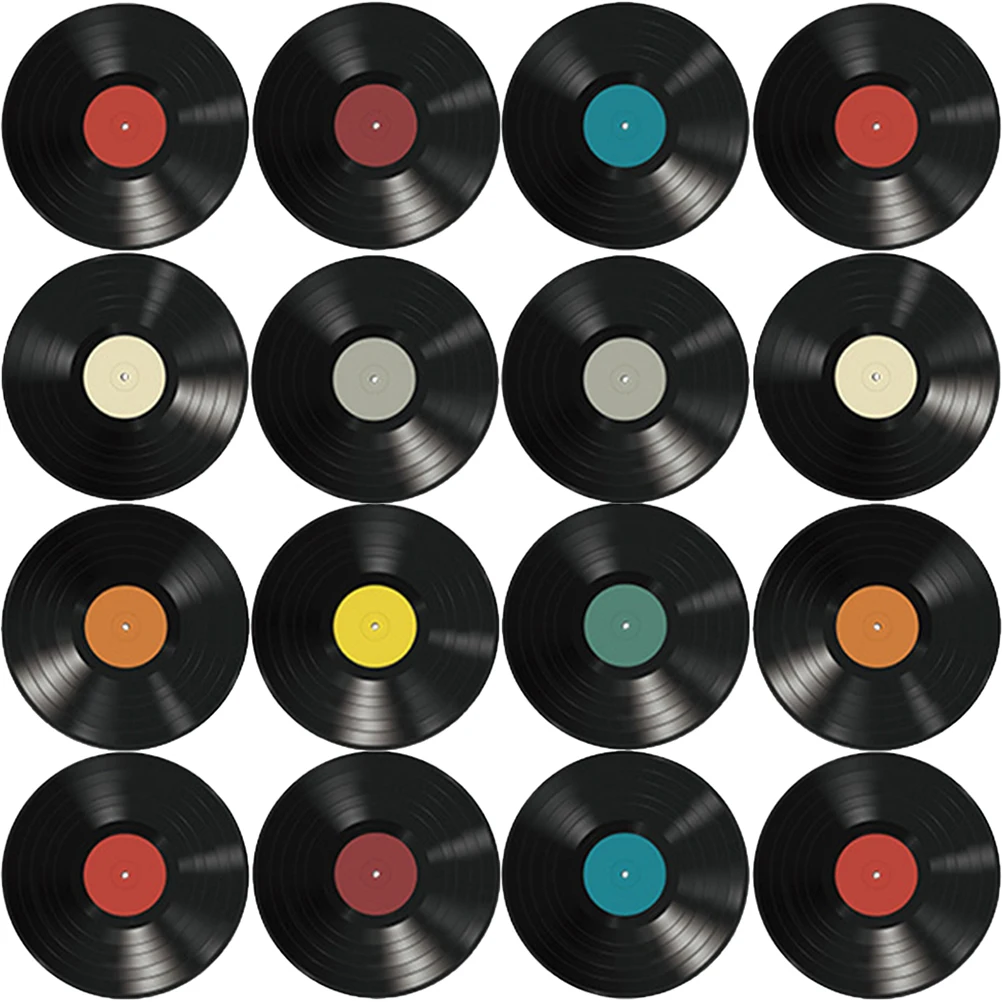 16 Pcs Record Stickers Retro Wall Decor Vinyl Disco Party Signs Aesthetic Home Adornments Household Decors Wall