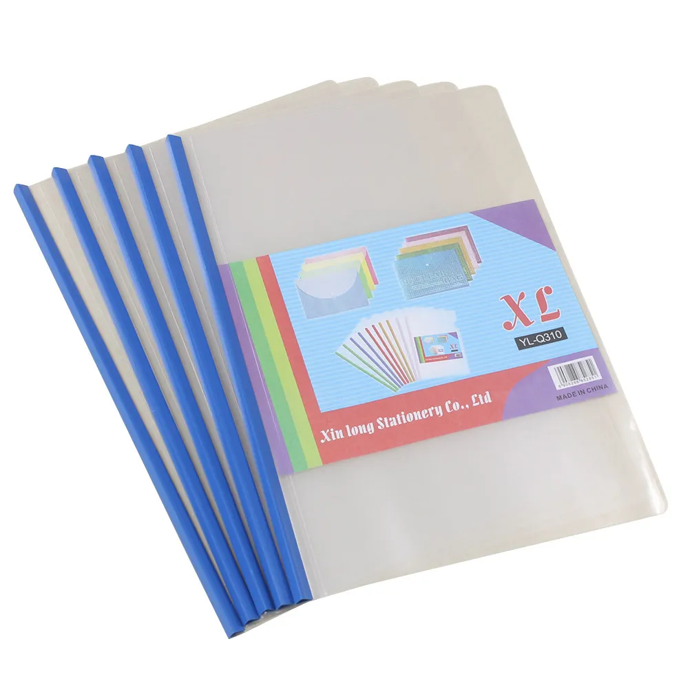10Pcs 투명 플라스틱 보고서 폴더 슬라이딩 바 홀더 A4 파일 주최자 디스플레이 커버 바인더 용지 문서 테스트