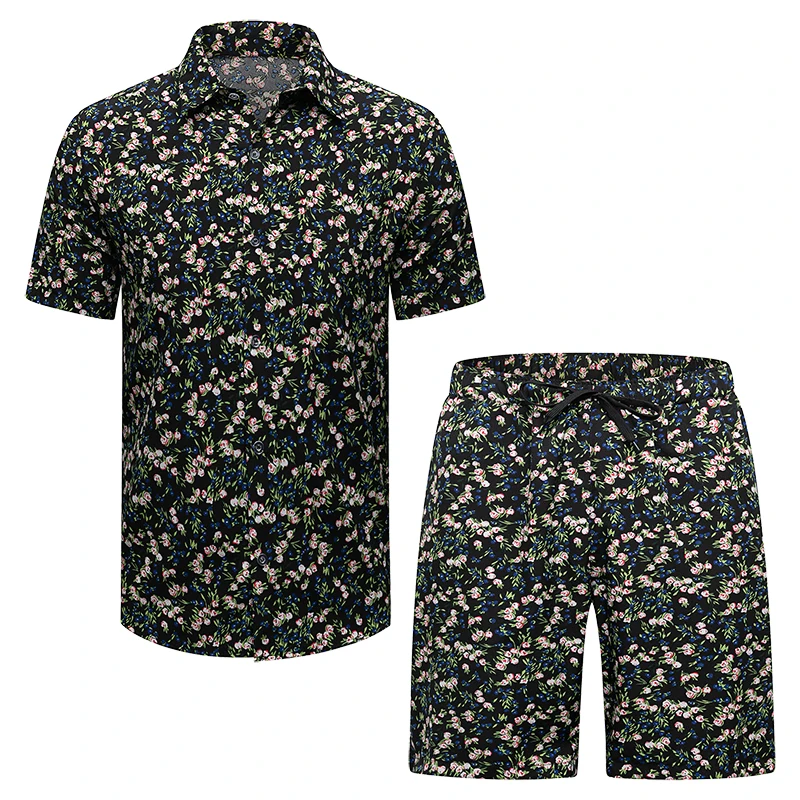 

Men Summer Clothes Sets Trendy Hawaiian Shirt Short Sleeve Button Down Tropical Print Shirt Beach Party Vacation