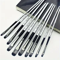10pcs Professional Filbert Paint Brush Set with Wooden Handles - Durable Nylon Bristles for Acrylic, Watercolor Gouache Painting 1