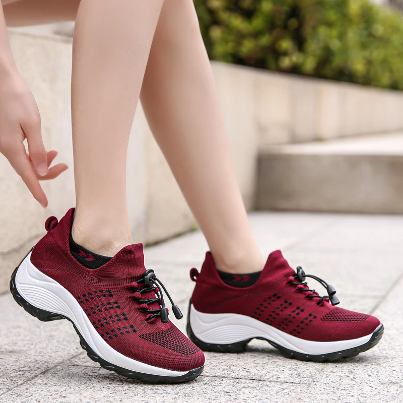 Womens Sneakers Women's Walking Shoes Sock Sneakers Nursing Shoes Casual Platform Loafers Non-Slip