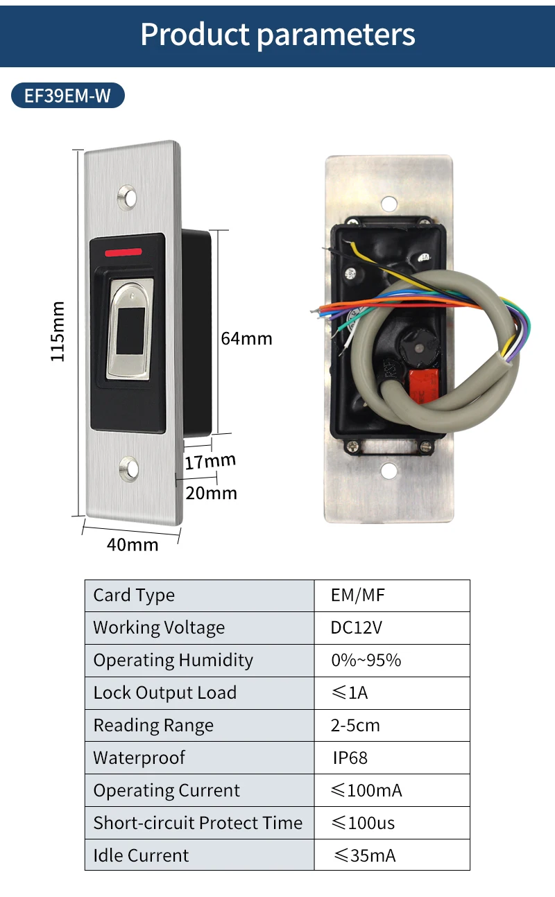 9-18V 125Khz RFID Reader Keyless Door Opener Metal Access Control Keypad IP66 Wa