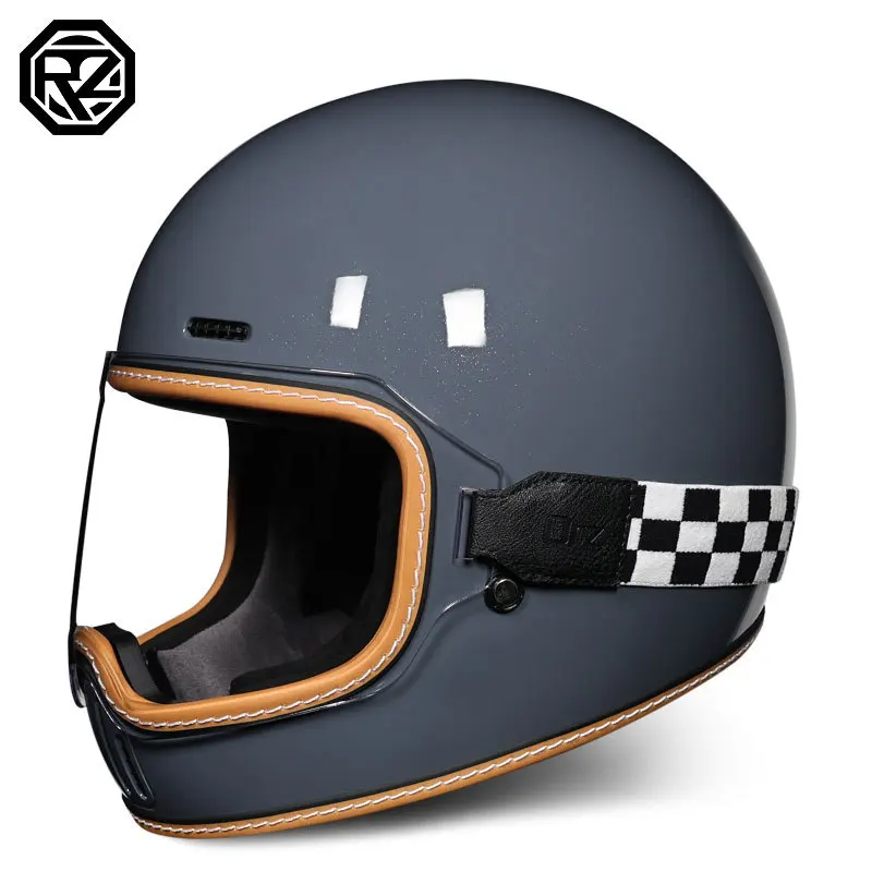 

Orz DOT Certified Vintage Helmets Motorcycle Men Women Four Seasons Classic Helmets Full Face with Goggle Bluetooth Slot