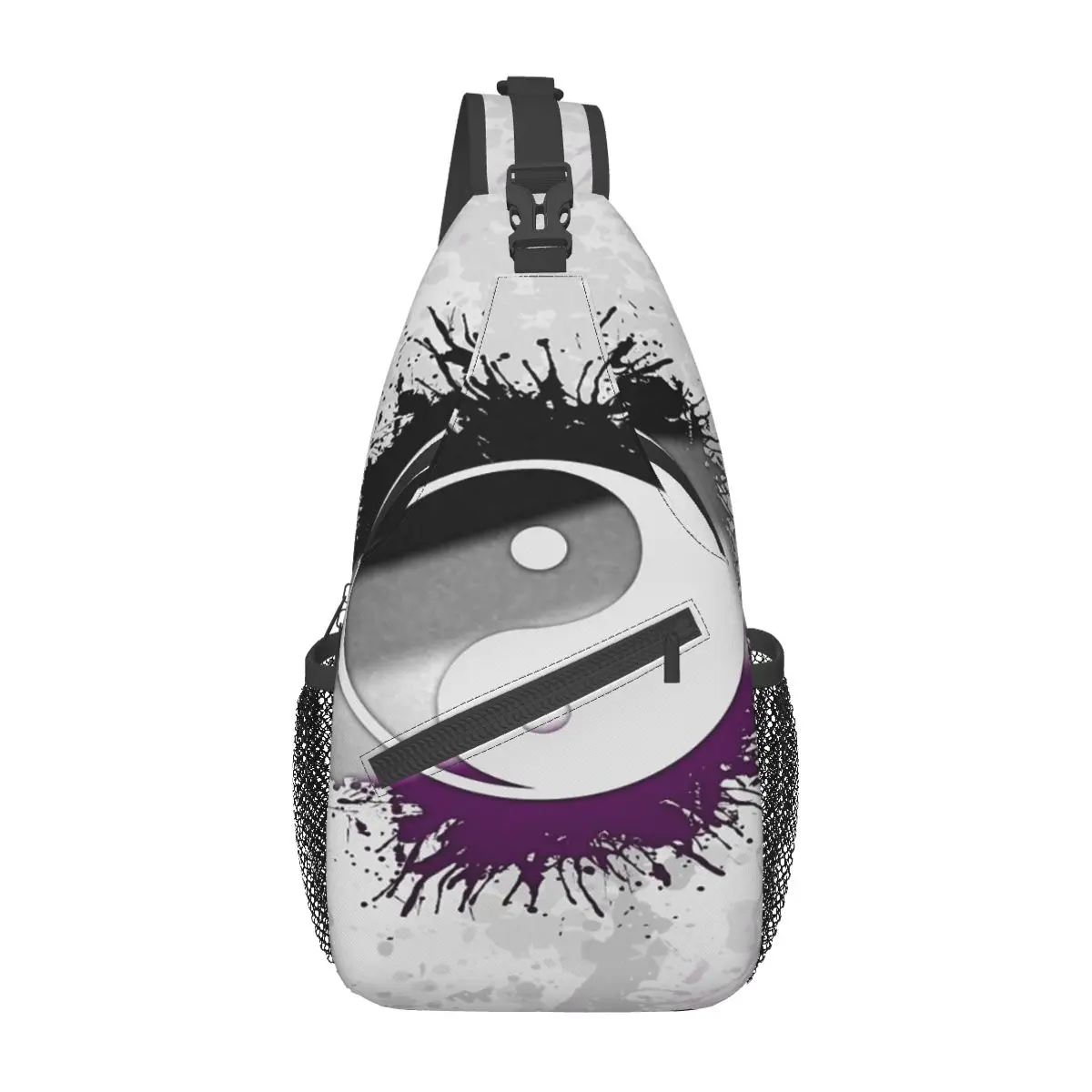 

Paint Splatter Asexual Pride Yin And Yang Symbol Chest Bag Personalized Portable Out Nice gift Customizable