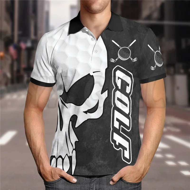 2024 Summer shirts women for men Skull Golf Polo Shirt 3D printed Short sleeve t shirts Tops camisas