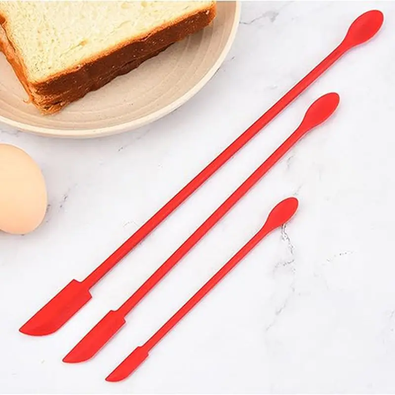 Silicone Spatula 3 PCS Mini Reusable Double ended Tiny Spoon Kitchen Beauty
