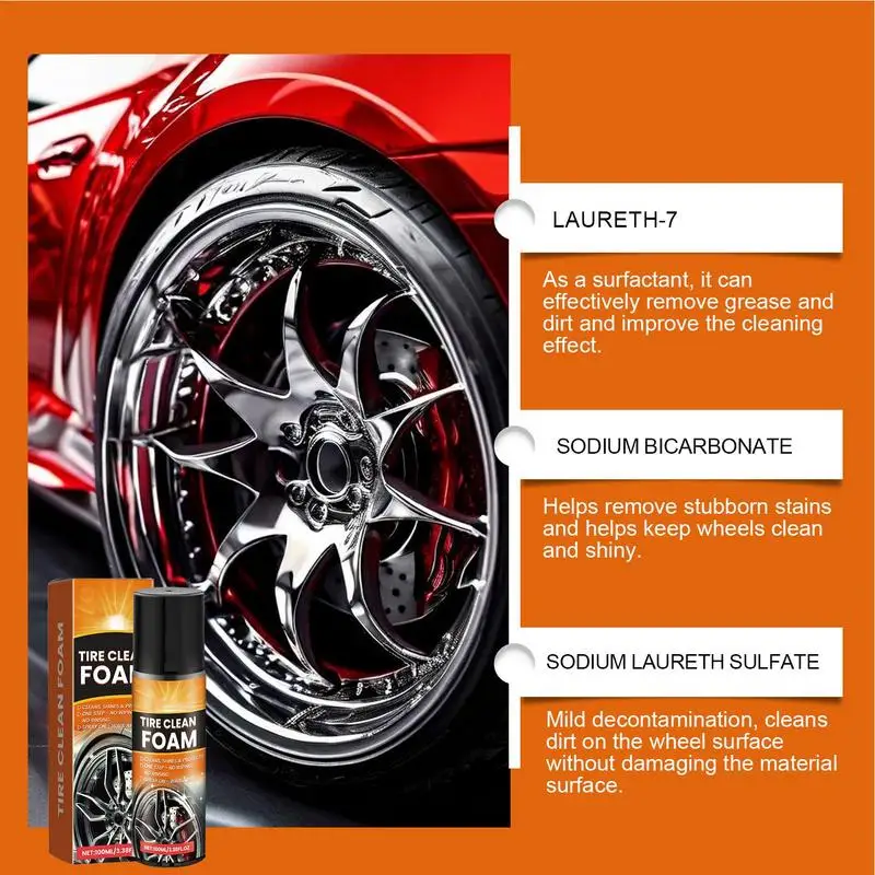 Car Wheel Cleaning Agent 100ml Car Detailing Brake Dust Remover Metal Cleaner Tire Cleaning Foam Tire Brightener