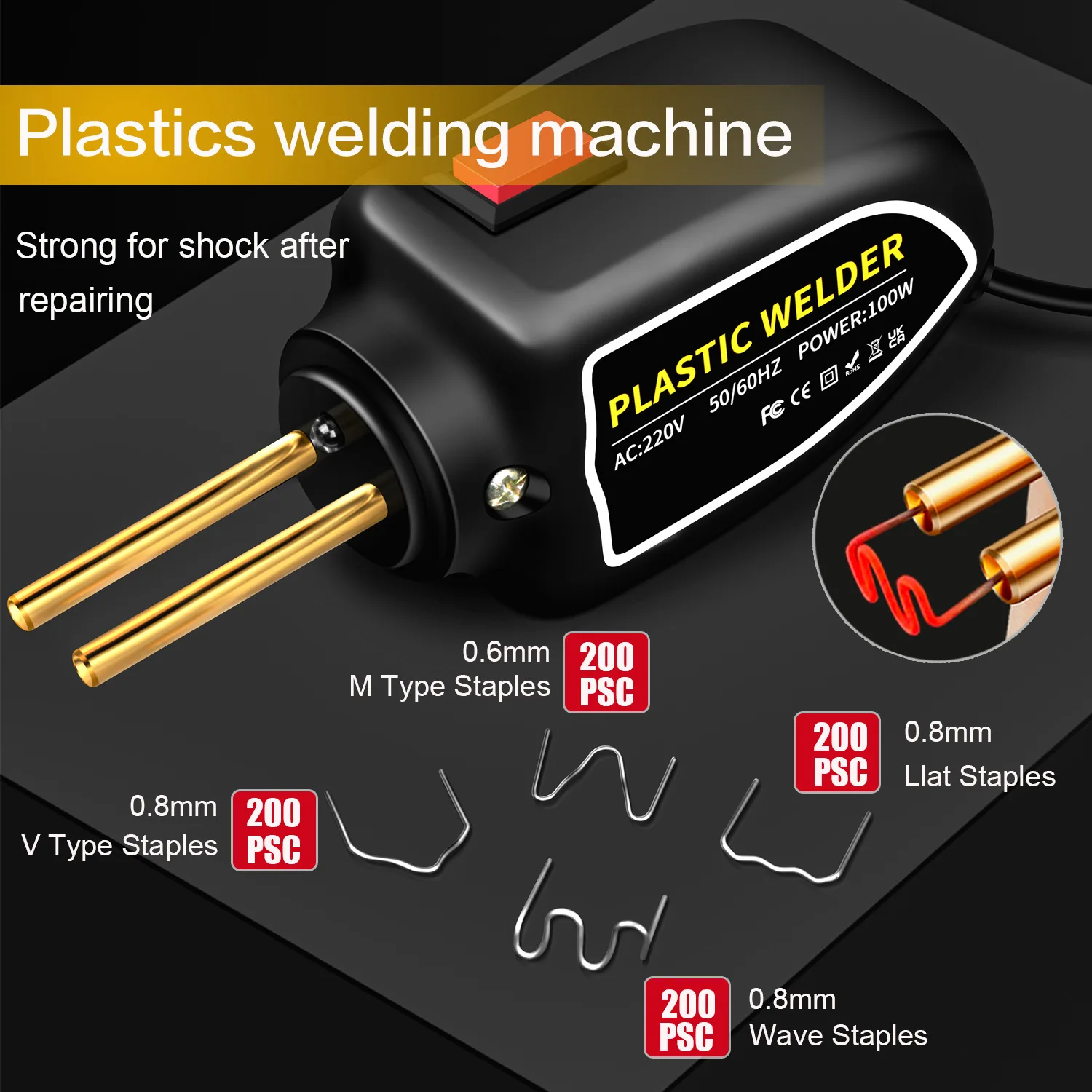Plastic Welder Mini 100W Hot Stapler Plastic Welding Machine Heat Gun Pro Car Bumper Electronic Soldering Repair Tools Kit 용접기 3