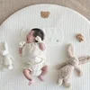 85CM Bear Embroidery Pad Removable Cotton Round Carpet Floor Rugs Newborn Baby Crawling Mat Soft Zipper Kids Room Play Mats 6