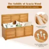 47 Gallon Acacia Wood Deck Box, Garden Backyard Storage Bench, Outdoor Storage Container for Patio Furniture Cushions a 5
