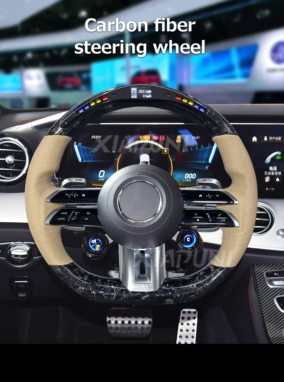Adatto Per Volante In Fibra Di Carbonio Benz Mercedes AMG C63 W212 W205 W204 W213 2012 2021 Paddle Shifter Sport Steering Wheel