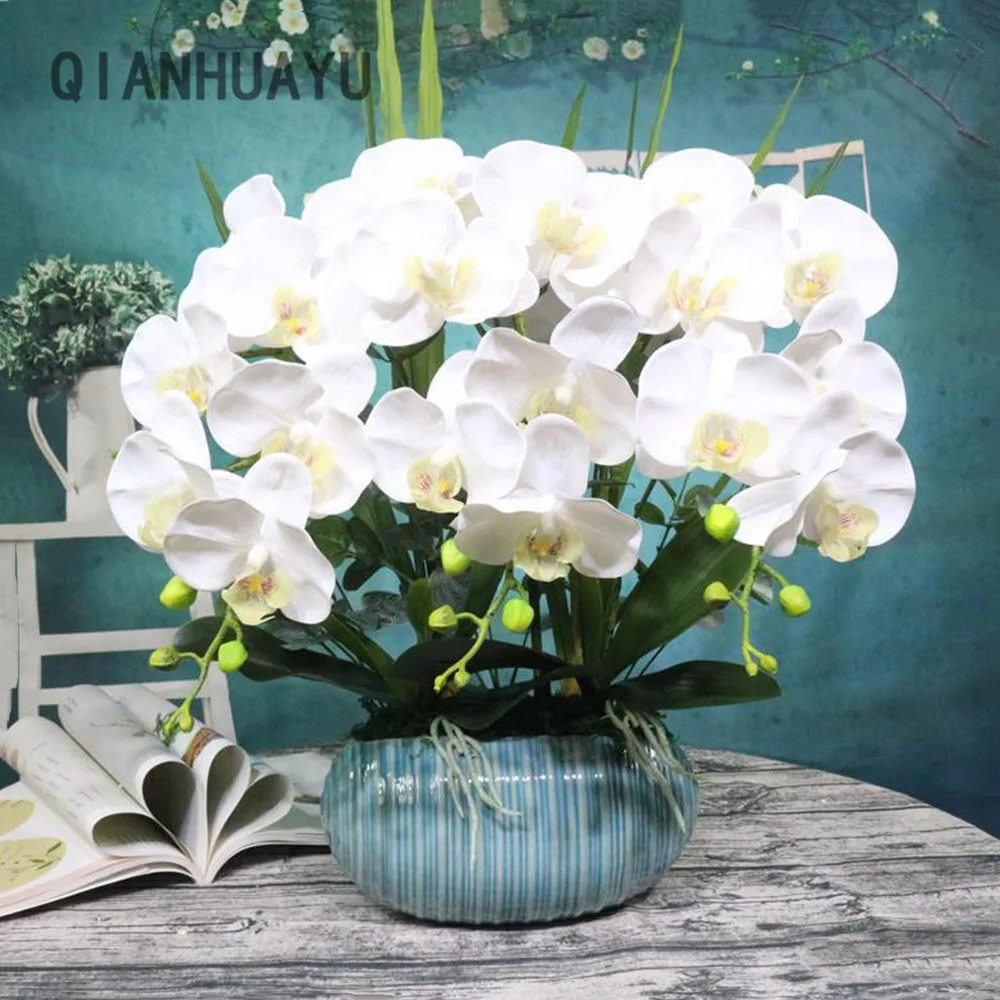 Artificial Butterfly Orchid Bouquet Phalaenopsis Silk Flowers Wedding Home Decor 