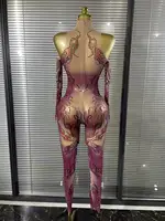 Women Sparkly Diamond Sexy Mesh Jumpsuit Nightclub Bar Evening Party Show Gogo Dancer Clothing Drag Queen Outfit Stage Costume - Image 3