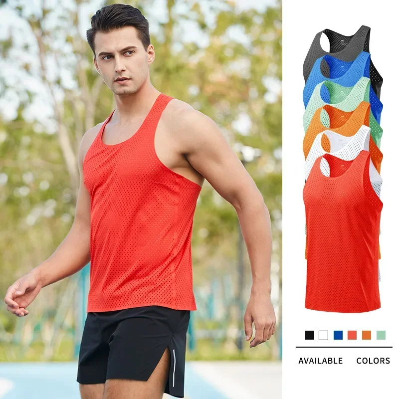 Athletics Tank Tops Summer Marathon Long Distance Running Quick Dry Vest Men Breathable Mesh Sports Trail Running Training Male
