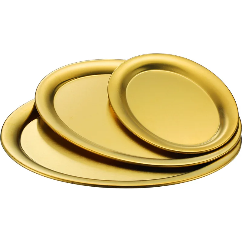 

5 Pieces Tableware Plate Stainless Steel Plate Barbecue Plate Stackable Storage Thickened Disc Tableware Drop Resistant