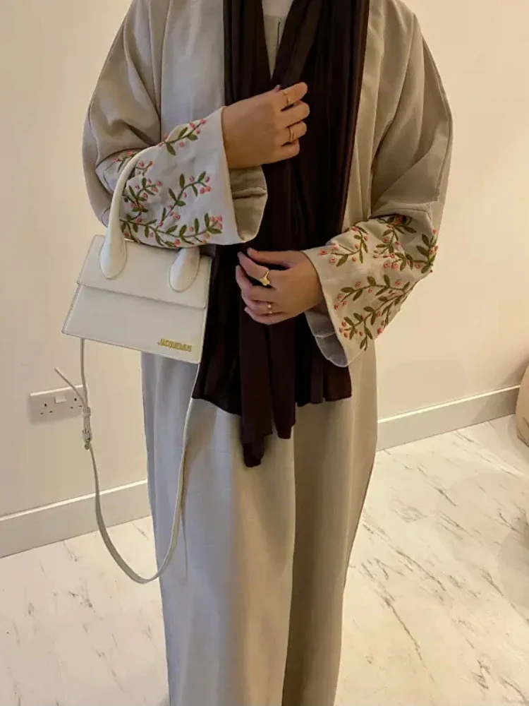 Cotton Linen Closed Abaya for Women Embroidered Plain Islamic Long Dress Abayas Dubai Turkish Modest Kaftan Muslim Hijab Robe