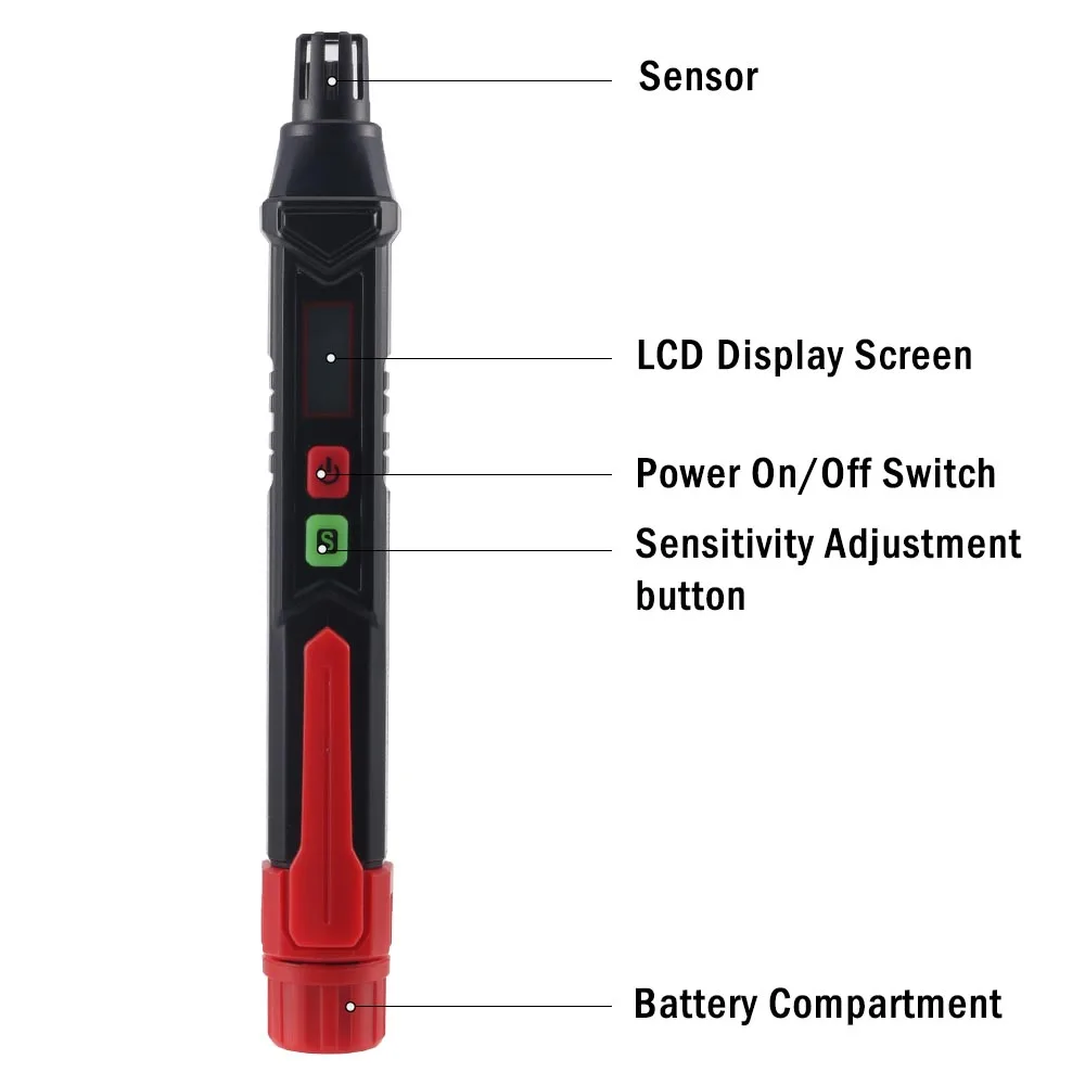 Gas Leak Detector Gas Leak Detector Pen Type Combustible PPM Analyzer Meter Portable Visible Audible Alarm