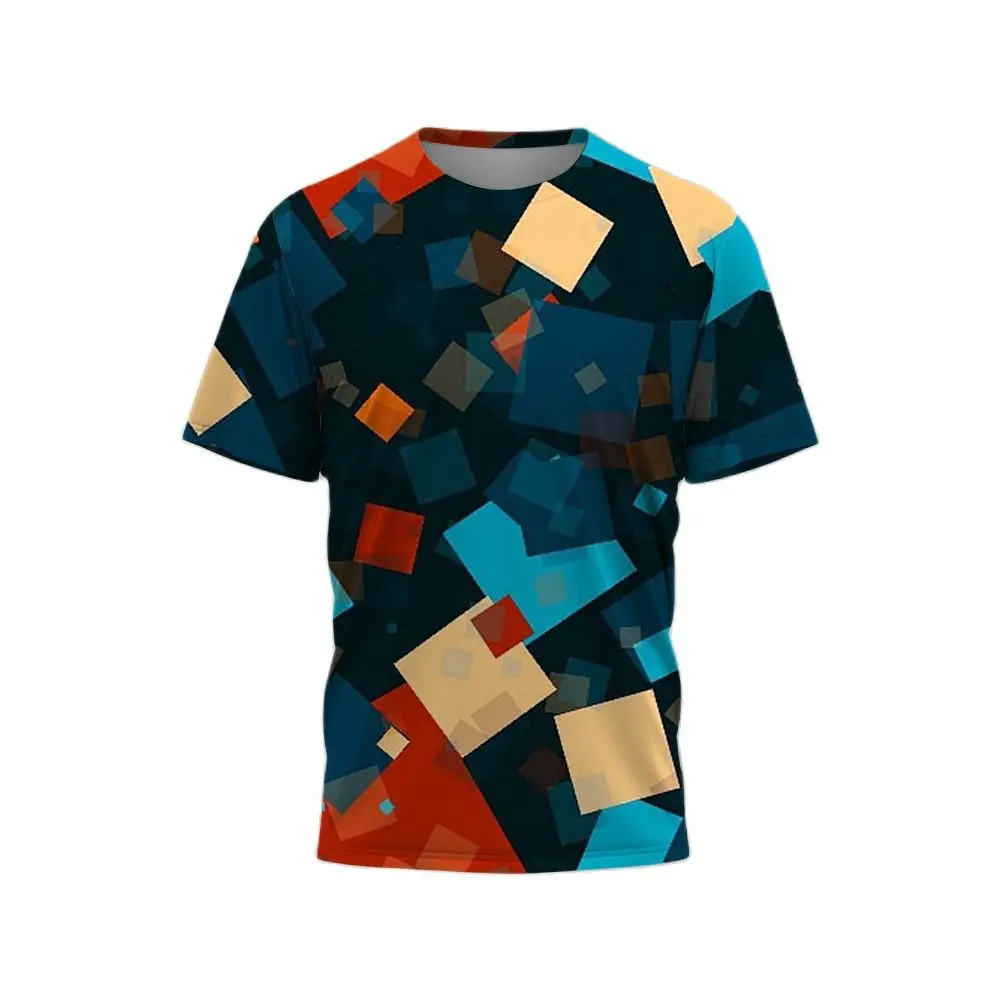 

Fashion Personality Taste Color Printed Men's Sports Daily Loose Round Neck Short Sleeve Comfortable T-shirt Top 3D