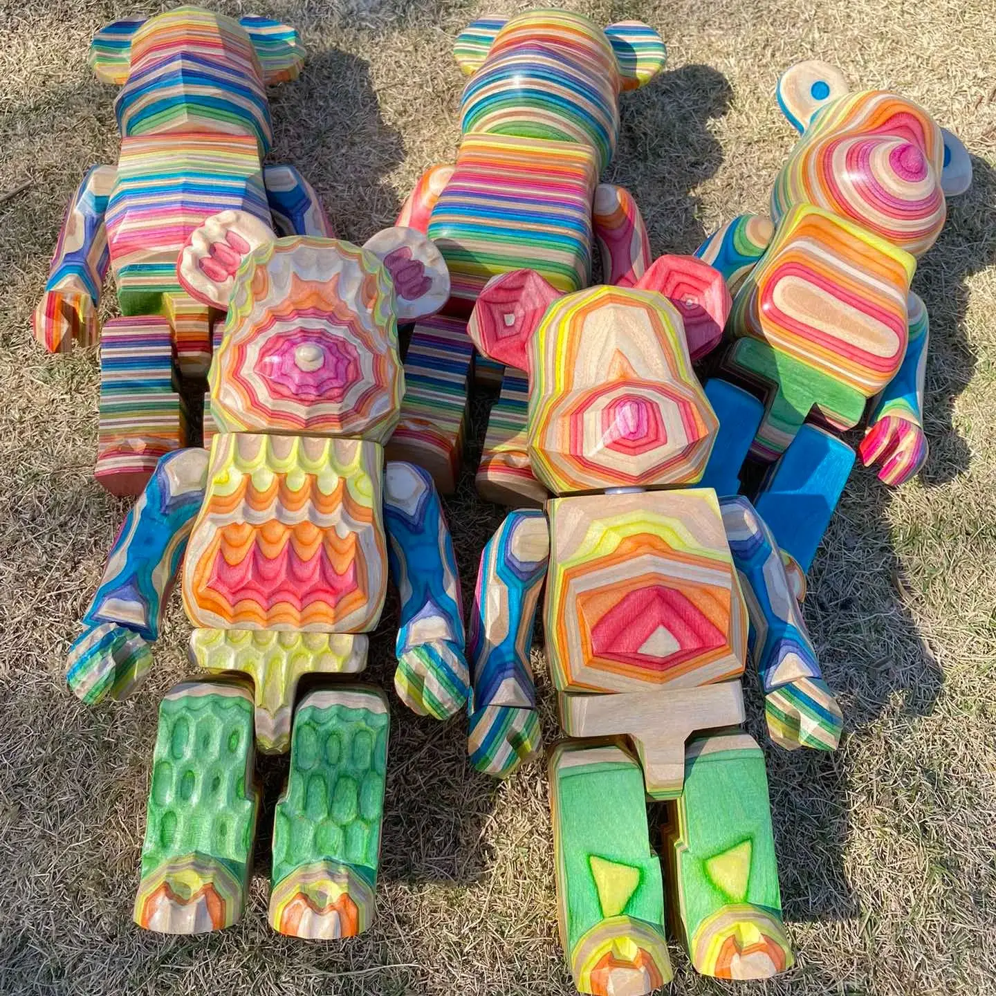

Скейтборд с радужным медведем из 400% дерева Bearbrick, Горизонтальная и вертикальная зернистая доска, деревянный Радужный медведь, высота 28 см, алмазная волна, ручная работа