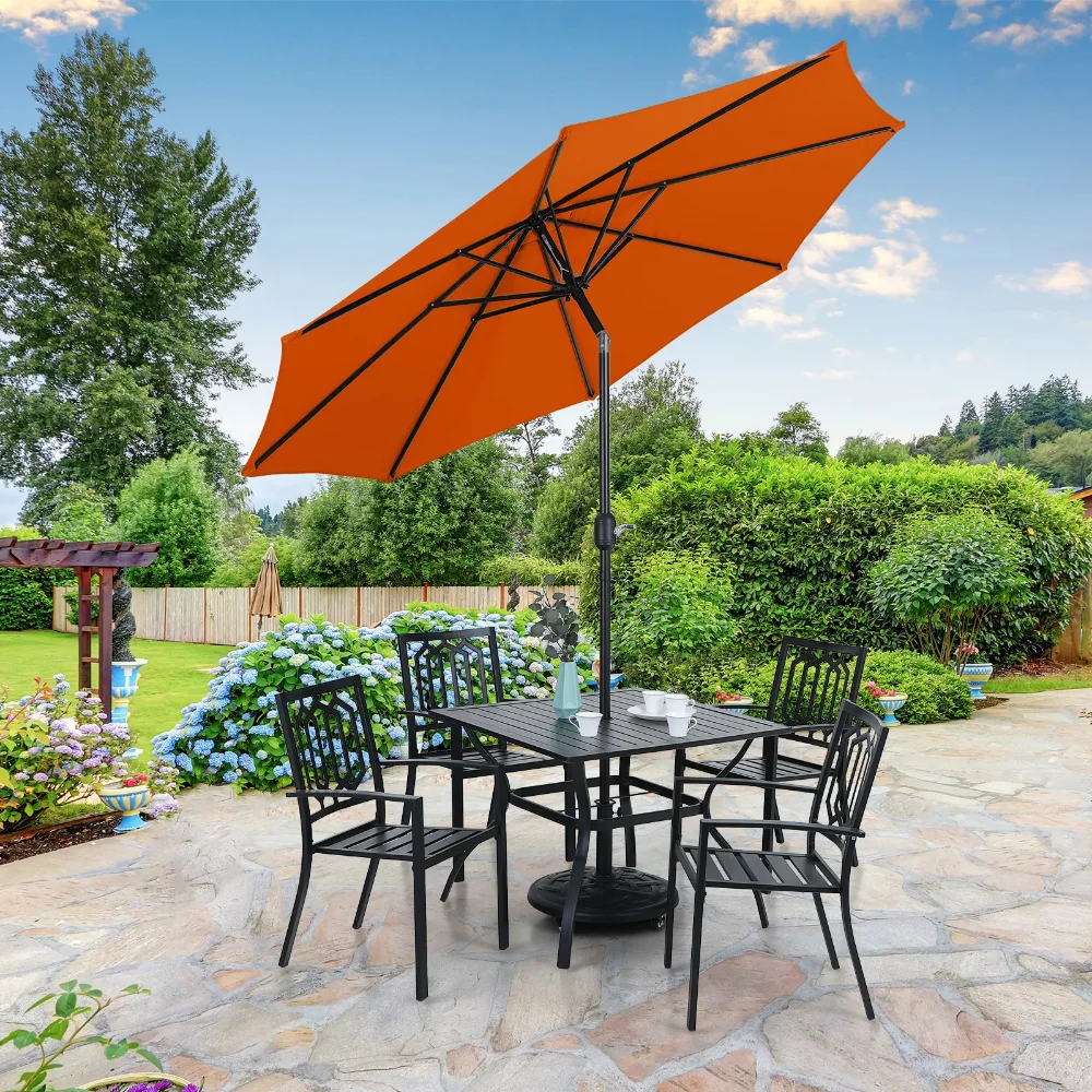 9ft Patio Umbrella with 8 Sturdy Ribs with Push Button Tilt/Crank Outdoor Market Table Umbrellas, 9.00 X 9.00 X 7.20 Feet