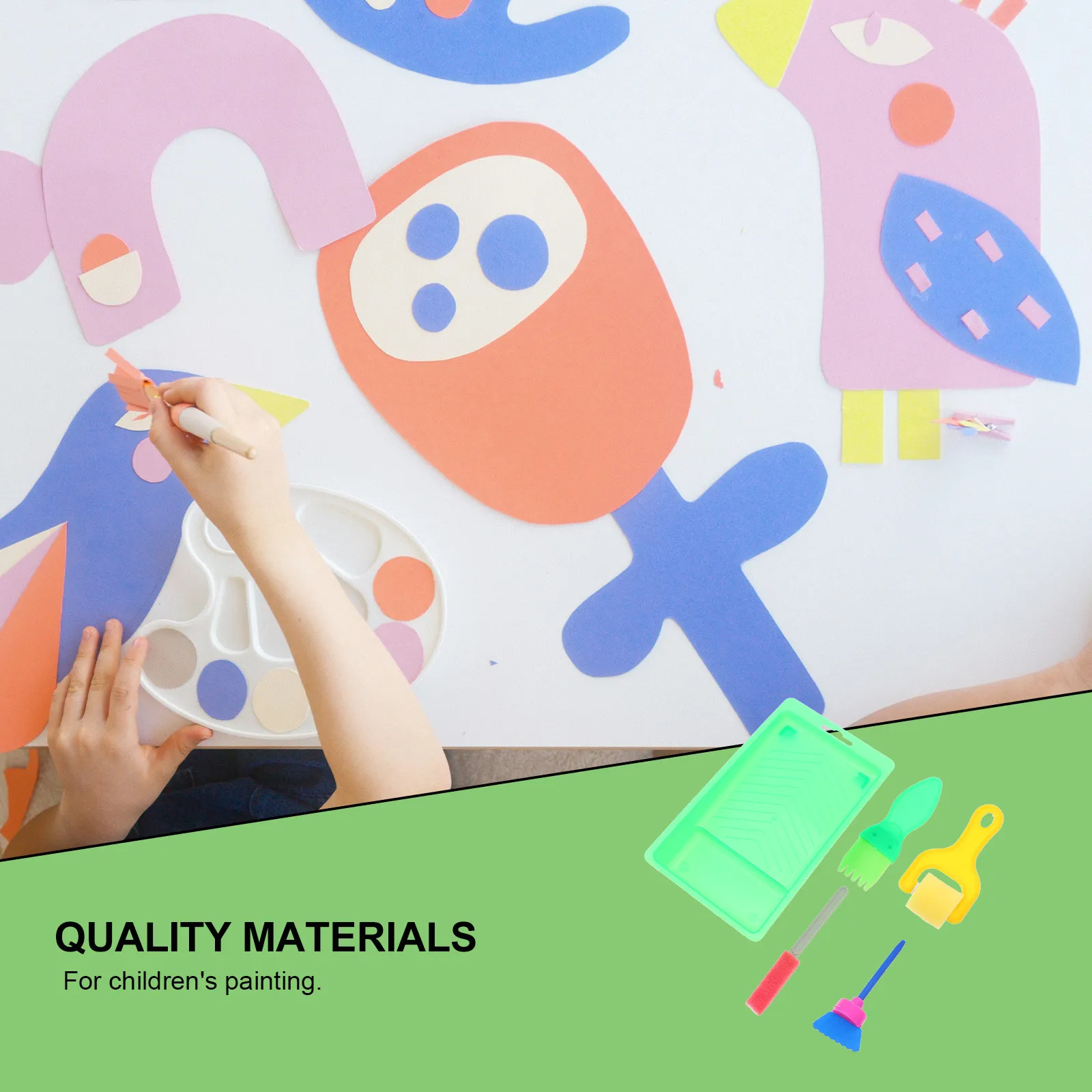 2 세트 스탬프 스폰지 브러쉬 DIY 페인팅 도구 예술 공예용 경량 안전 세척 가능 페인트 롤러 스폰지 브러쉬