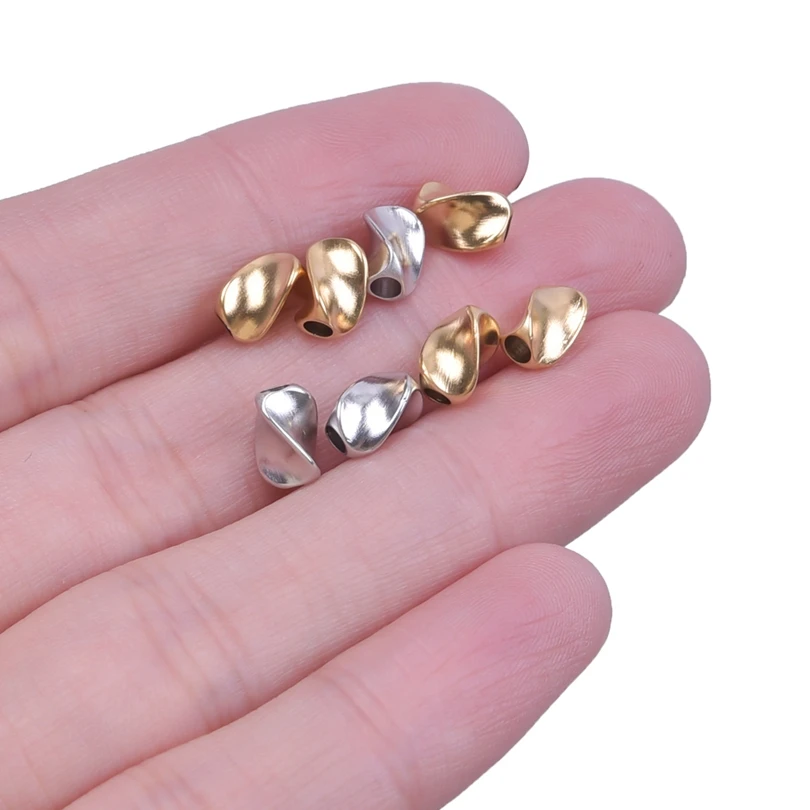 

4/8/12pcs Gold/Silver Color Twisted Flower Beads Spacer Beads 304 Stainless Steel Loose Beads for Jewelry Making DIY Bracelet