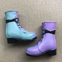 Colorful Rainbow Black Leather Novelty Footwear Collection Accessories (Purple boots)