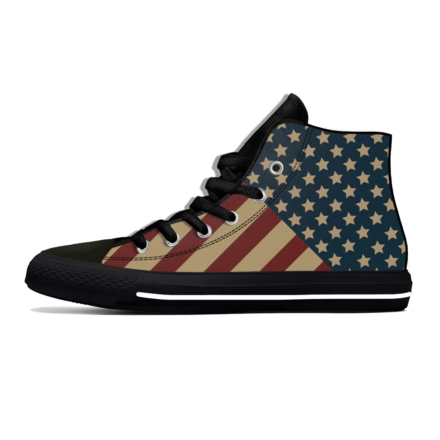 

USA America American Flag Stars Patriotic Fashion Casual Cloth Shoes High Top Lightweight Breathable 3D Print Men Women Sneakers