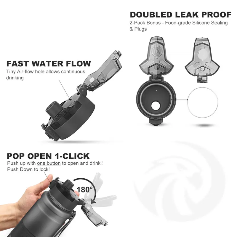 ZORRI BPA Free Sports Water Bottle CE/EU Protein Shaker Gym Outdoor Tour Leakproof Drinking Bottle Gourde Botella De Agua