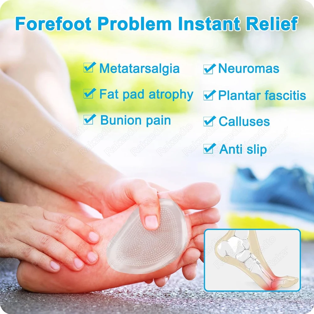 thumbnail image 2 of Ball Of Foot Cushions,Metatarsal Pads,Reusable High Heel Inserts Best Prevent Blisters Sliping Metatarsal Foot Pain Relief For Day Pain Relief Comfort A 2 of 13