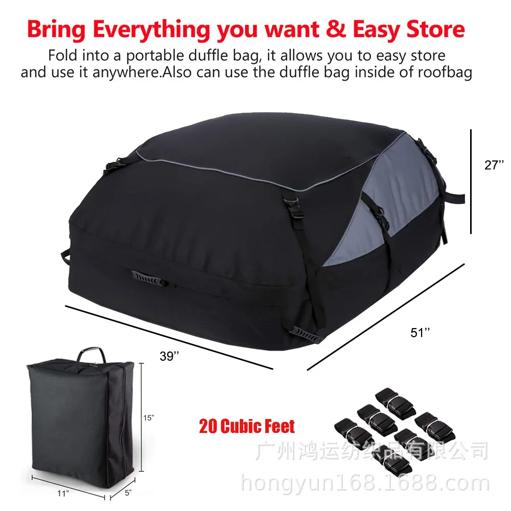 

Foldable Car Roof Bag for Road Trips and Camping, 600D Durable Outdoor SUV Cargo Carrier