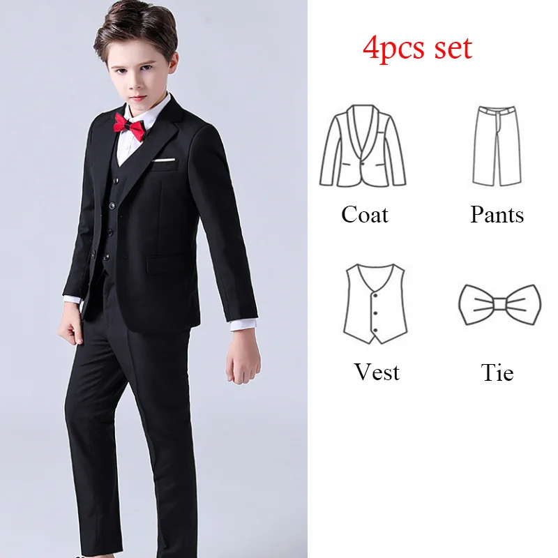 1-14 سنة الأطفال الصبي بدلة الزفاف الأسود الأزرق ا...