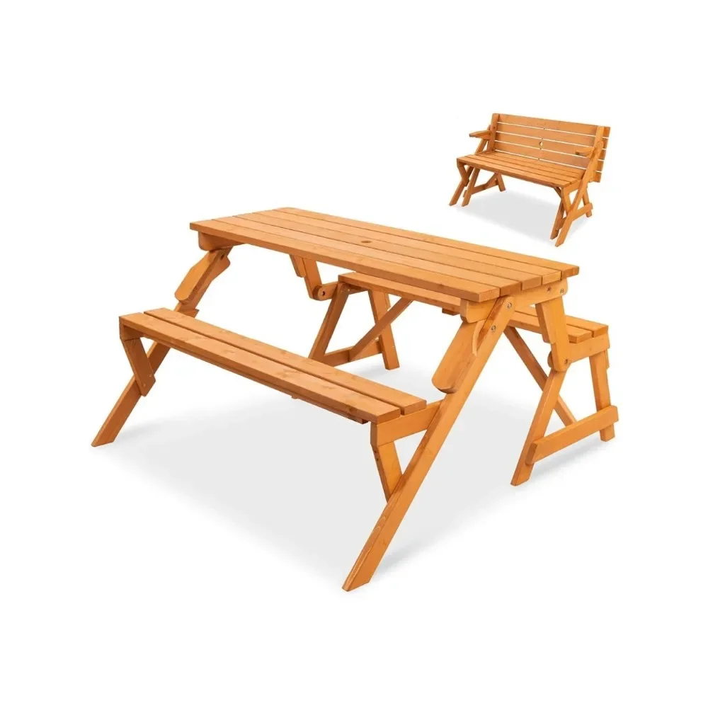 

Garden Bench, Suitable for Backyard, Porch, Terrace, Deck with Umbrella Hole - Natural, Bench