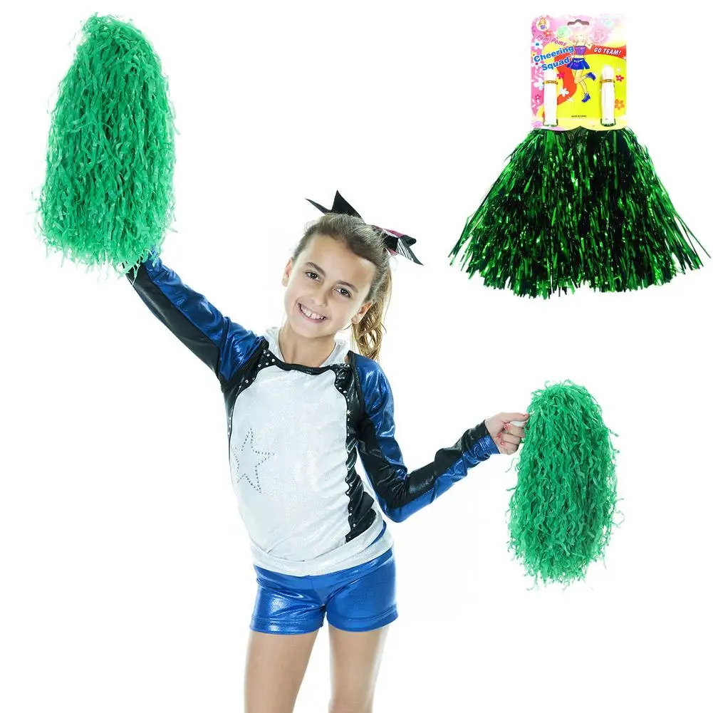 Cheerleading Pom Poms With Handle Cheer Balls Gold Yellow Pink Red Green Blue For Hand Dance Women Girl Kids Pompoms Accessories