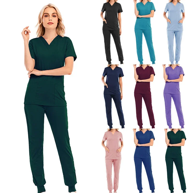 

Multicolor Unisex Short Sleeved Pharmacy Nurse Uniform Hospital Doctor Workwear Oral Dental Surgery Uniforms Medical Scrubs Sets