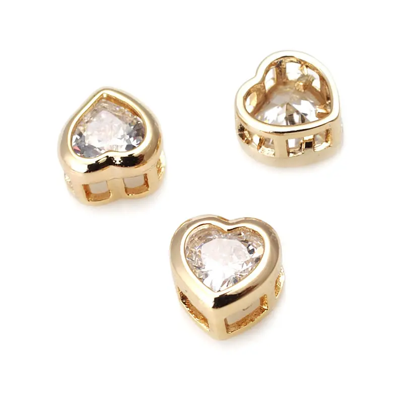 Pulsera de Abalorios de Brass de Oro 18K con Encantos de Corazón de Zirconia - details 21