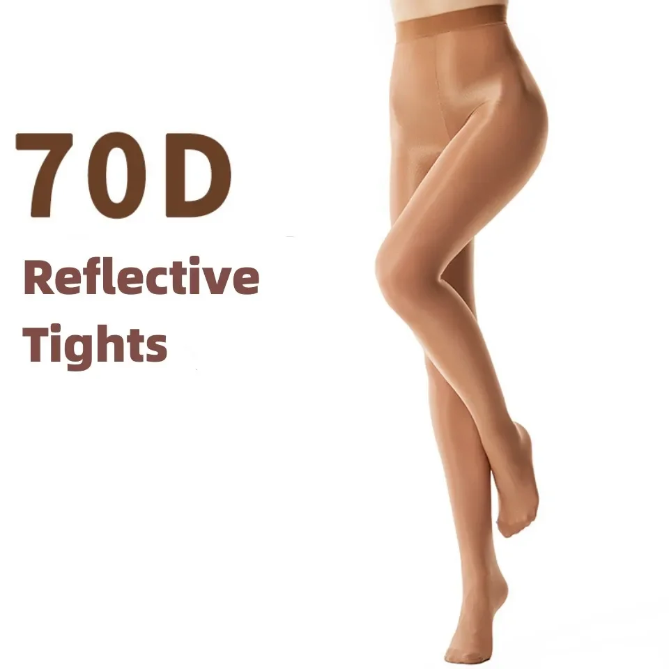 RICHTOER 70D Sexy Shaping Calcetines De Aceite Calcetines De Seda Brillante Medias Pantyhose Medias Bar Dance, Gris