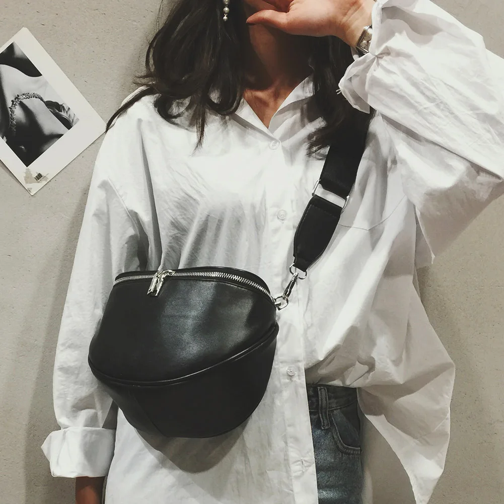 PU Crossbody Bag Casual Zipper Fashion Unisex Phone Pouch Solid Color Fanny Pack Simple Portable for Shopping Travel Daily Sport