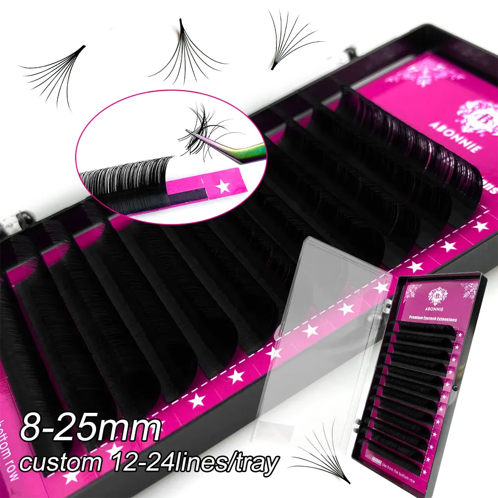 

Abonnie All Size C/D/L Curl Classical Individual Eyelash Extension Mink Lashes Tray Russian Volume Matte Eyelashes