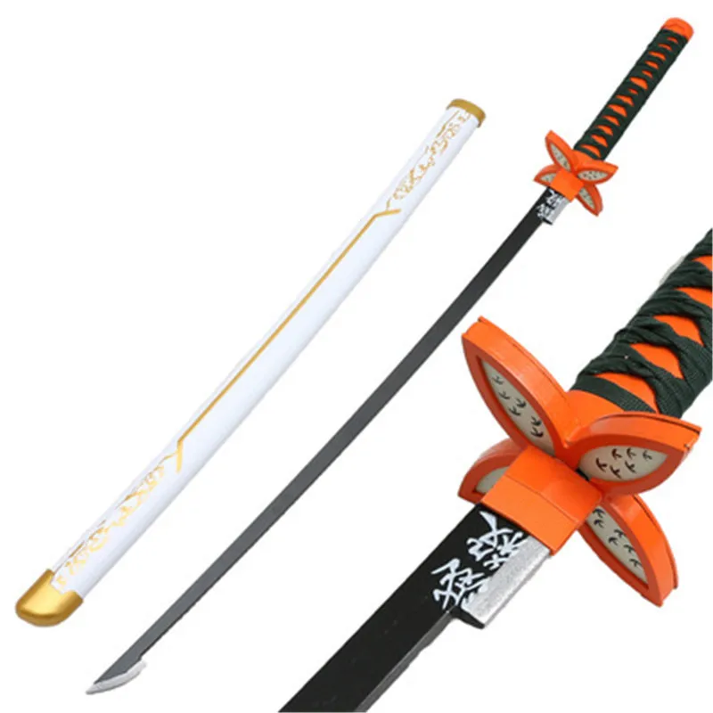 Kimetsu no Yaiba Sword Katana Demon Slayer White Half Kochou Shinobu Satoman Tanjiro Cosplay Ninja Wood 104cm Weapon Prop | Игрушки и