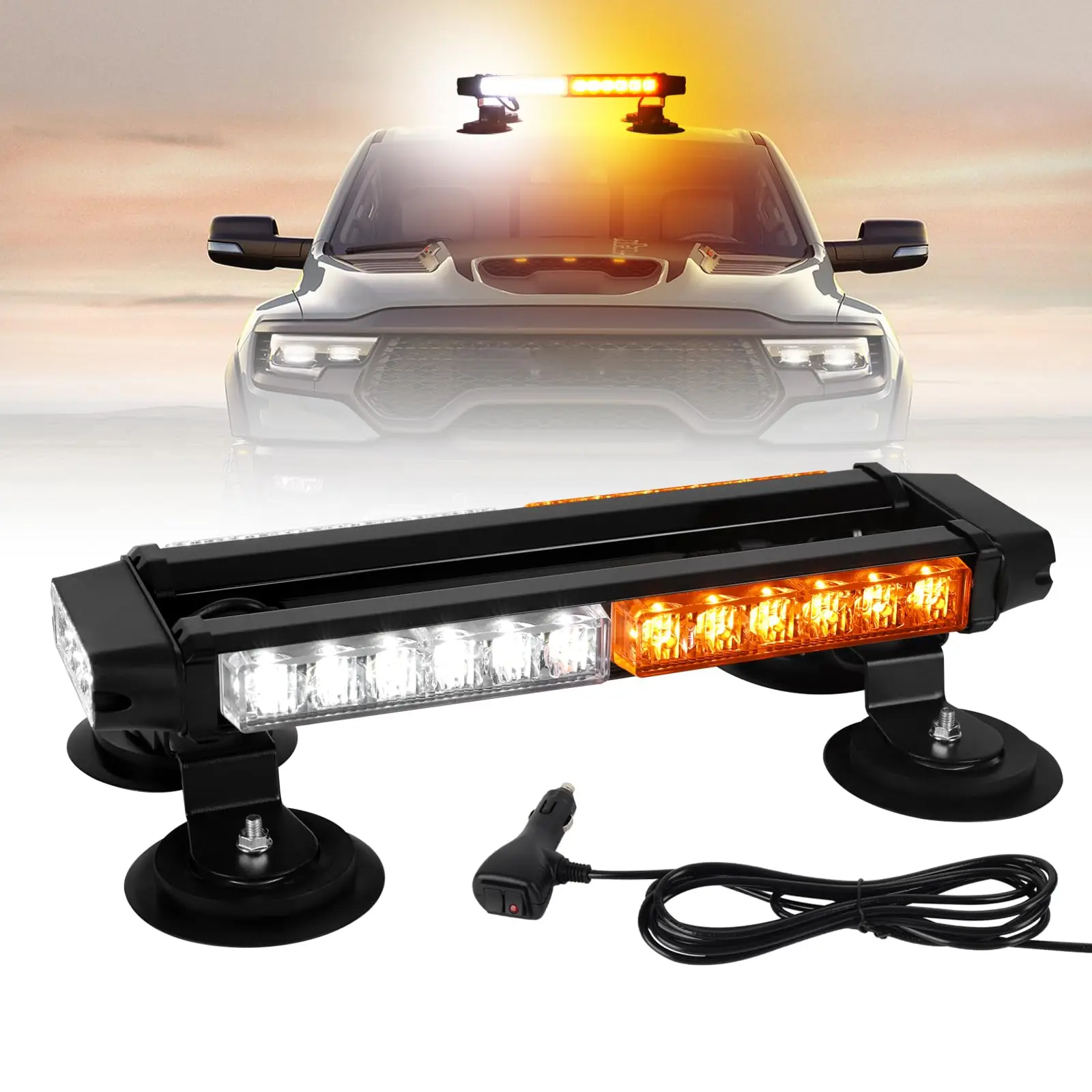 

30LED Car Emergency Strobe Lights Led Roof Top Signal Warning Lamp Trucks Car Flashing Light Four Side Light Source 12V/24V