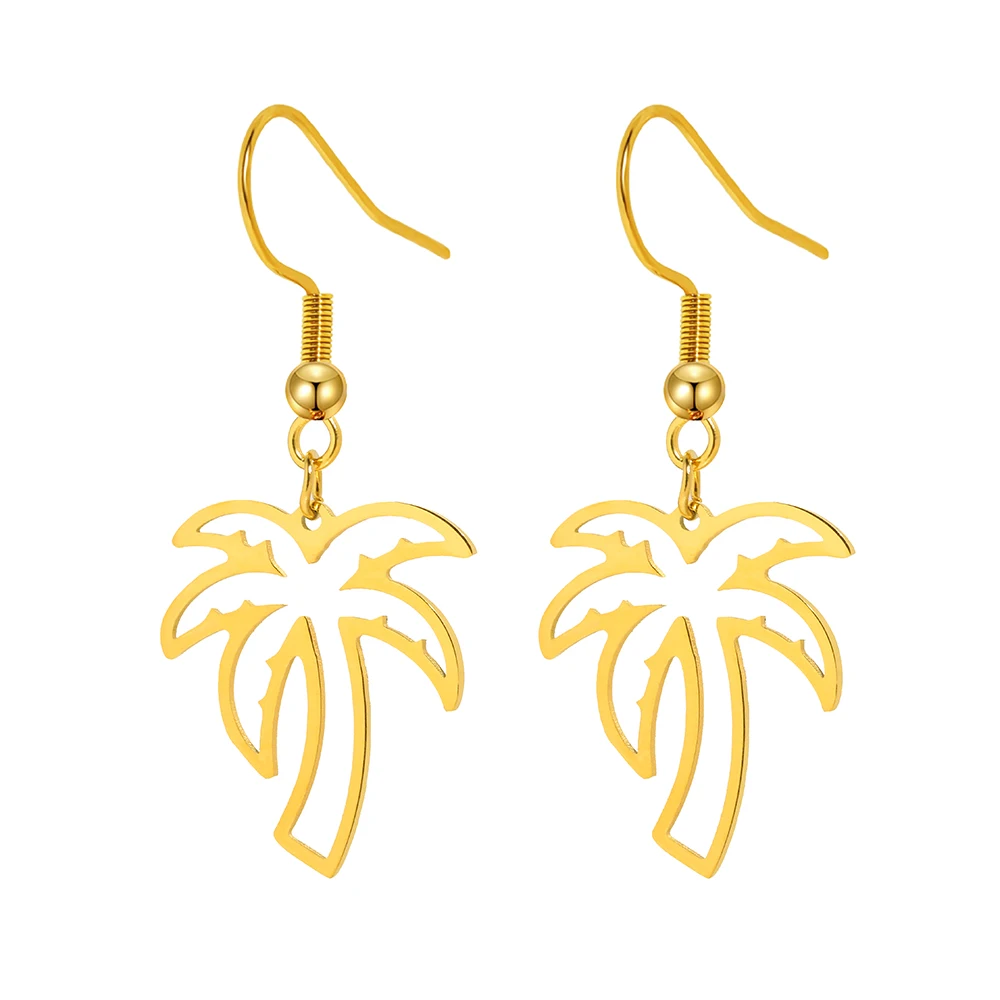 Stainless Steel Earrings Tropical Plant Coconuts Palm Tree Pendant Hawaiian Summer Ocean Dangle Earrings For Women Jewelry New - Image 6