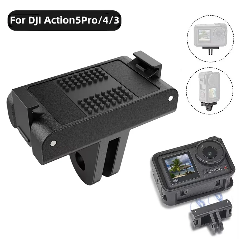 Adaptador magnético de dos garras con rosca de 1/4 para DJI Action 4 3, puerto universal para Osmo Action 5 Pro, accesorio de montaje con base magnética para cámara.