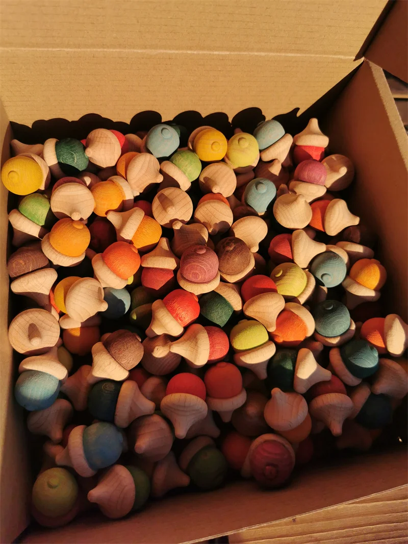 Pastel Rainbow Wooden Acorn Blocks