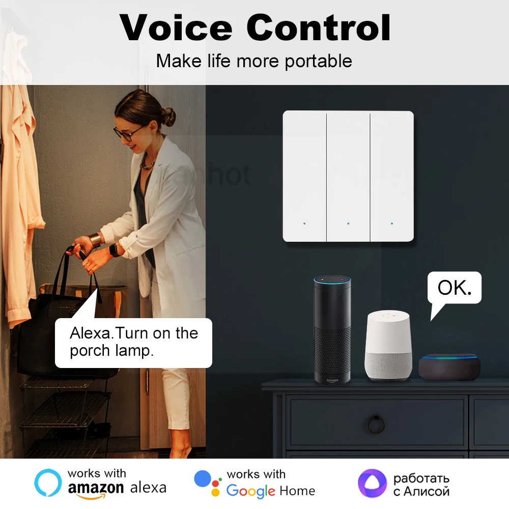 Tuya Zigbee Smart Switch Wall Light With Human Motion Sensor Switch No Neutral No Capacitor Required Work With Alexa Google Home