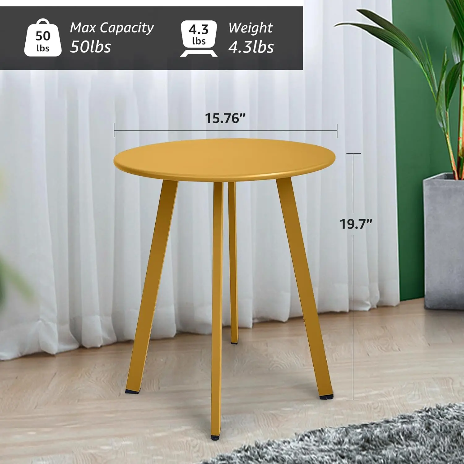 Side Table Outdoor Indoor Round Metal Steel Small Side Table, Waterproof End Table for Garden Balcony Yard 3