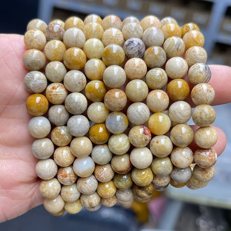 JD Natural Coral Jade Chrysanthemum Round Bead Bracelets Women Fashion Single Circle Charm Strand Bangles Unique Wrist Jewelry